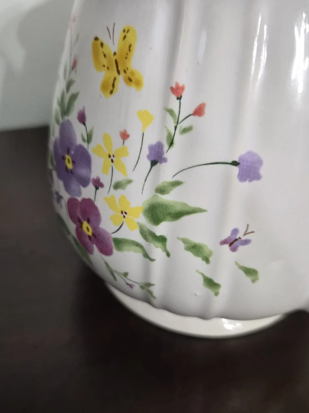 vintage teapot, floral teapot, ceramic teapot, butterfly, cottagecore, farmhouse